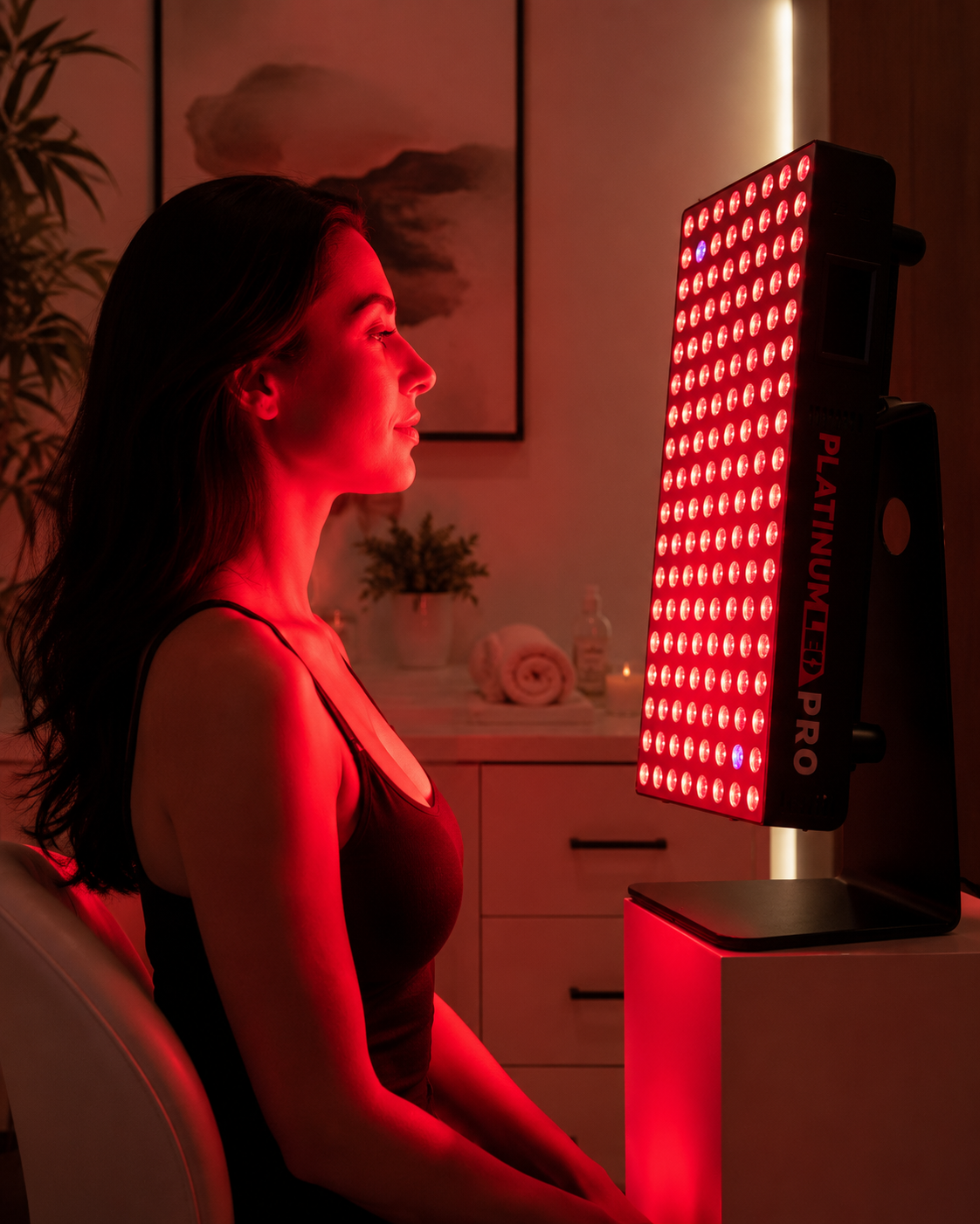Red light LED therapy session at UR ALLURE, Orange County