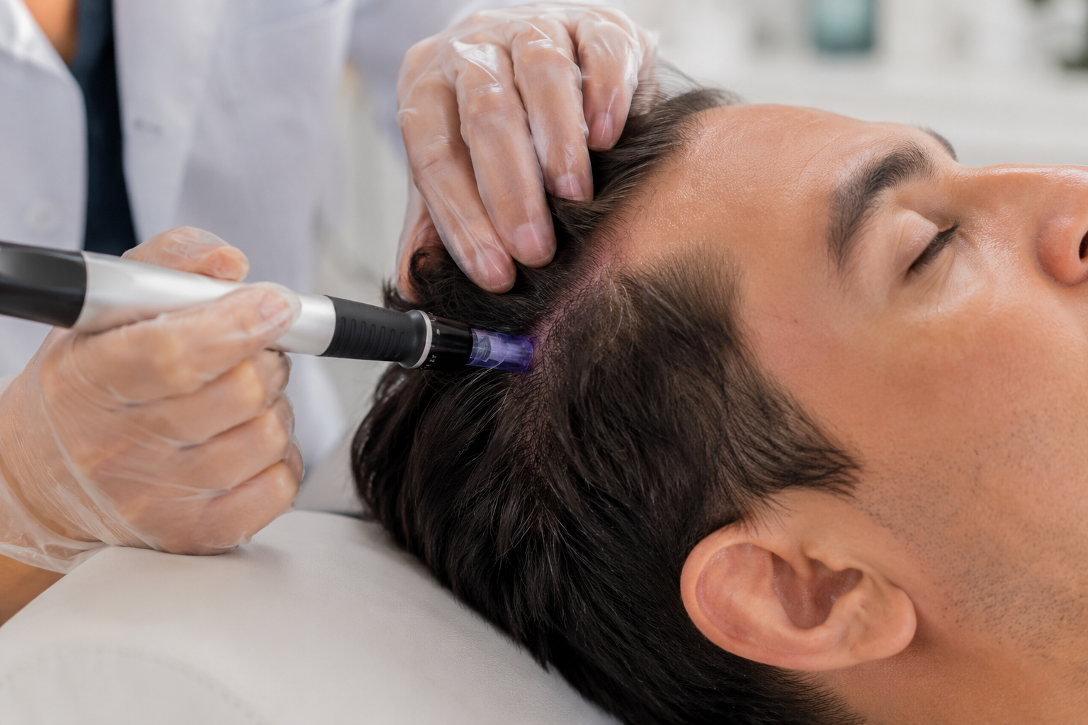 Scalp microneedling treatment for hair restoration at UR ALLURE